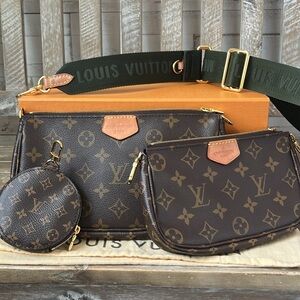 Louis Vuitton Multi Pochette Set Green Khaki Set